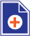 blue page with red plus sign 