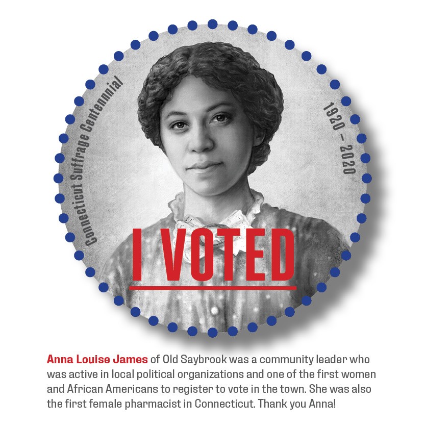 Digital I Voted Sticker with image and text of  Anna Louise James